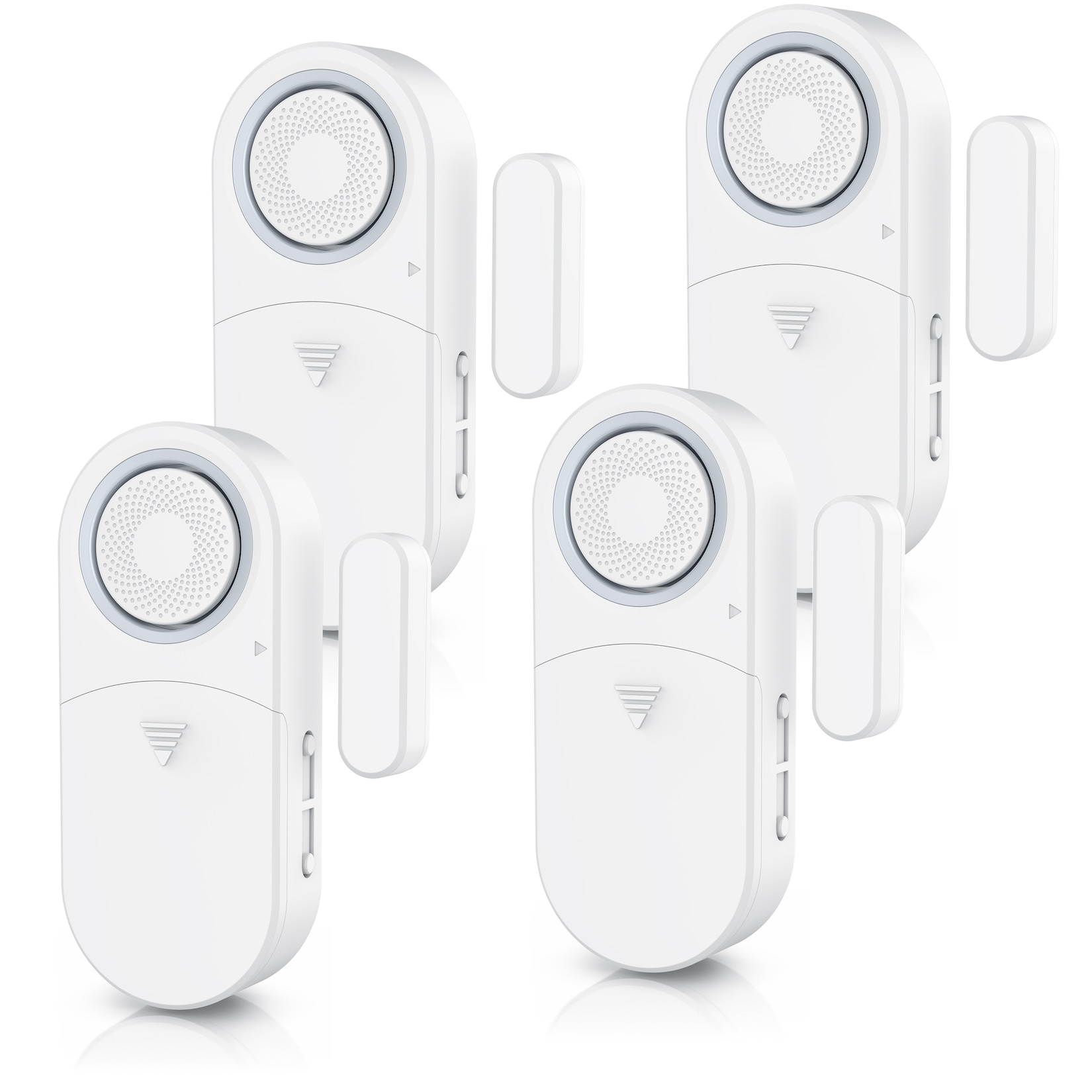 Bearware 4x Fensteralarm 120 dB, Tür- & Fenster-Sensor, Einbruchschutz, Alarmanlage, mit Batterien