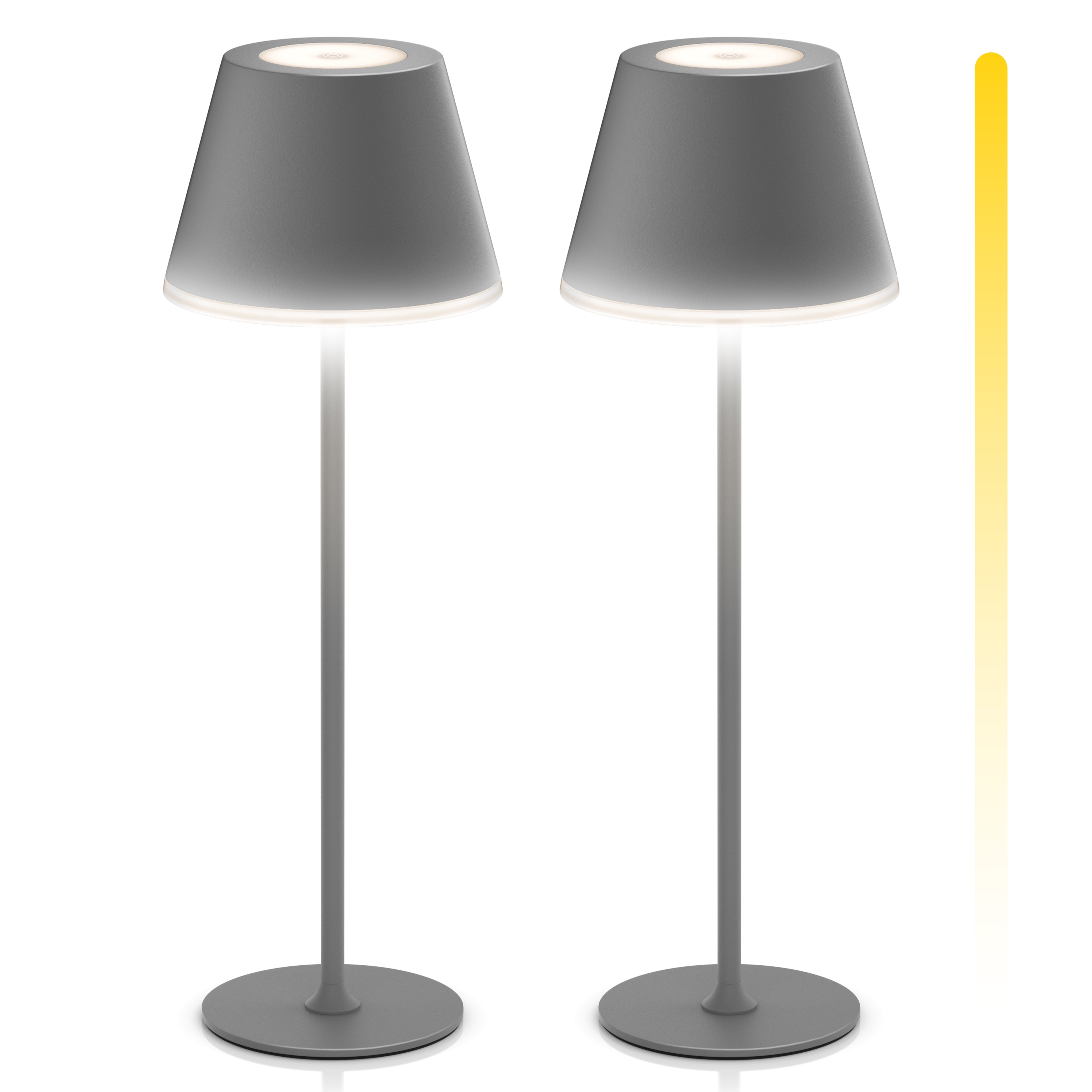 Brandson 2x LED Tischleuchte mit Akku, kabellos, Touch-Dimmer, 3 Lichtmodi, Metall, Schreibtisch- & Nachttischlampe, anthrazit 