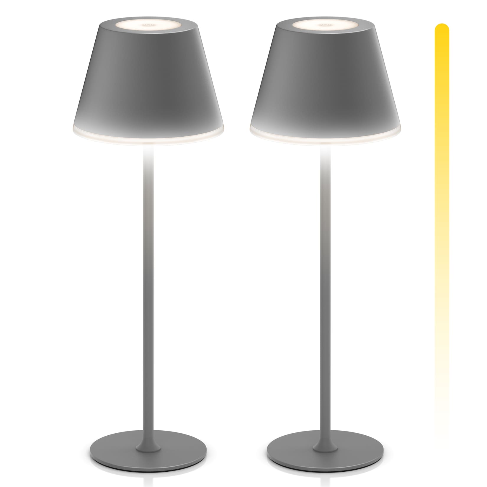 Brandson 2x LED Tischleuchte mit Akku, kabellos, Touch-Dimmer, 3 Lichtmodi, Metall, Schreibtisch- & Nachttischlampe, anthrazit
