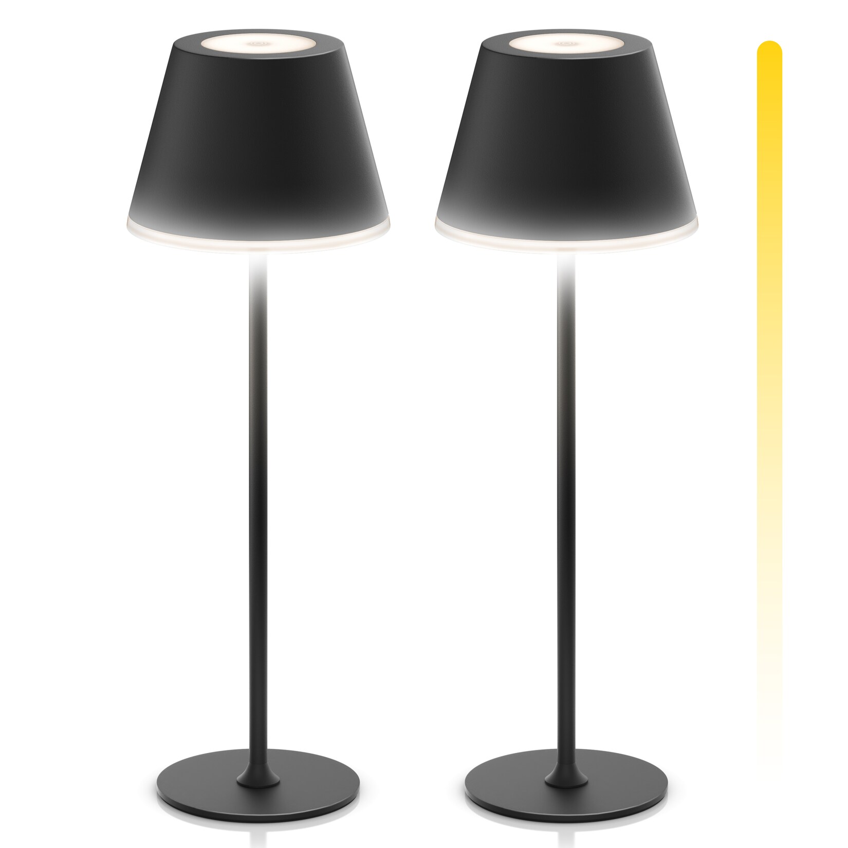 Brandson 2x LED Tischleuchte mit Akku, kabellos, Touch-Dimmer, 3 Lichtmodi, Metall, Schreibtisch- & Nachttischlampe, schwarz