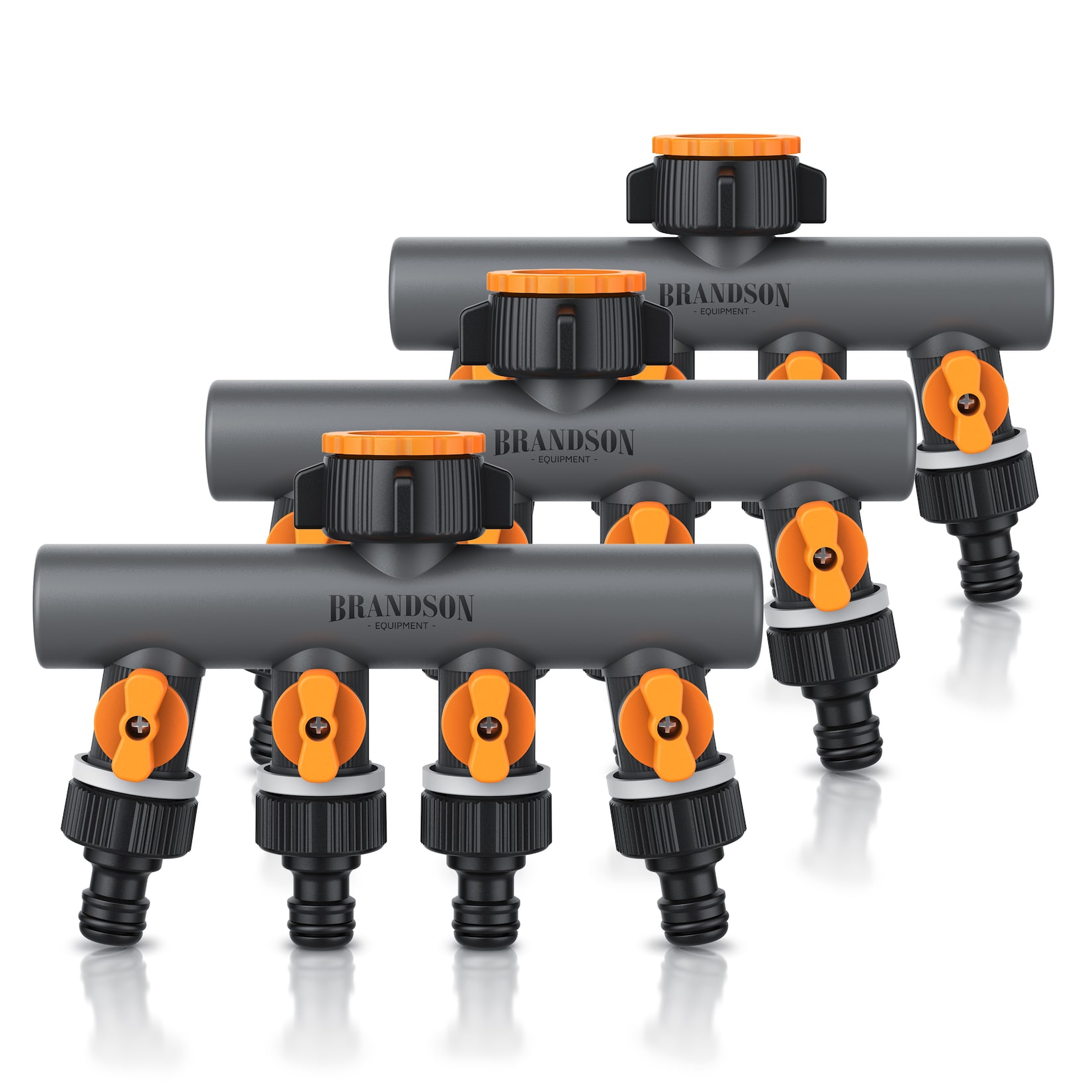Brandson 3x 4-Wege Schlauchverteiler, 3/4 1/2 Zoll, 2-tlg., Wasserverteiler, regulierbar, für Gartenschlauch & Gartenbewässerung