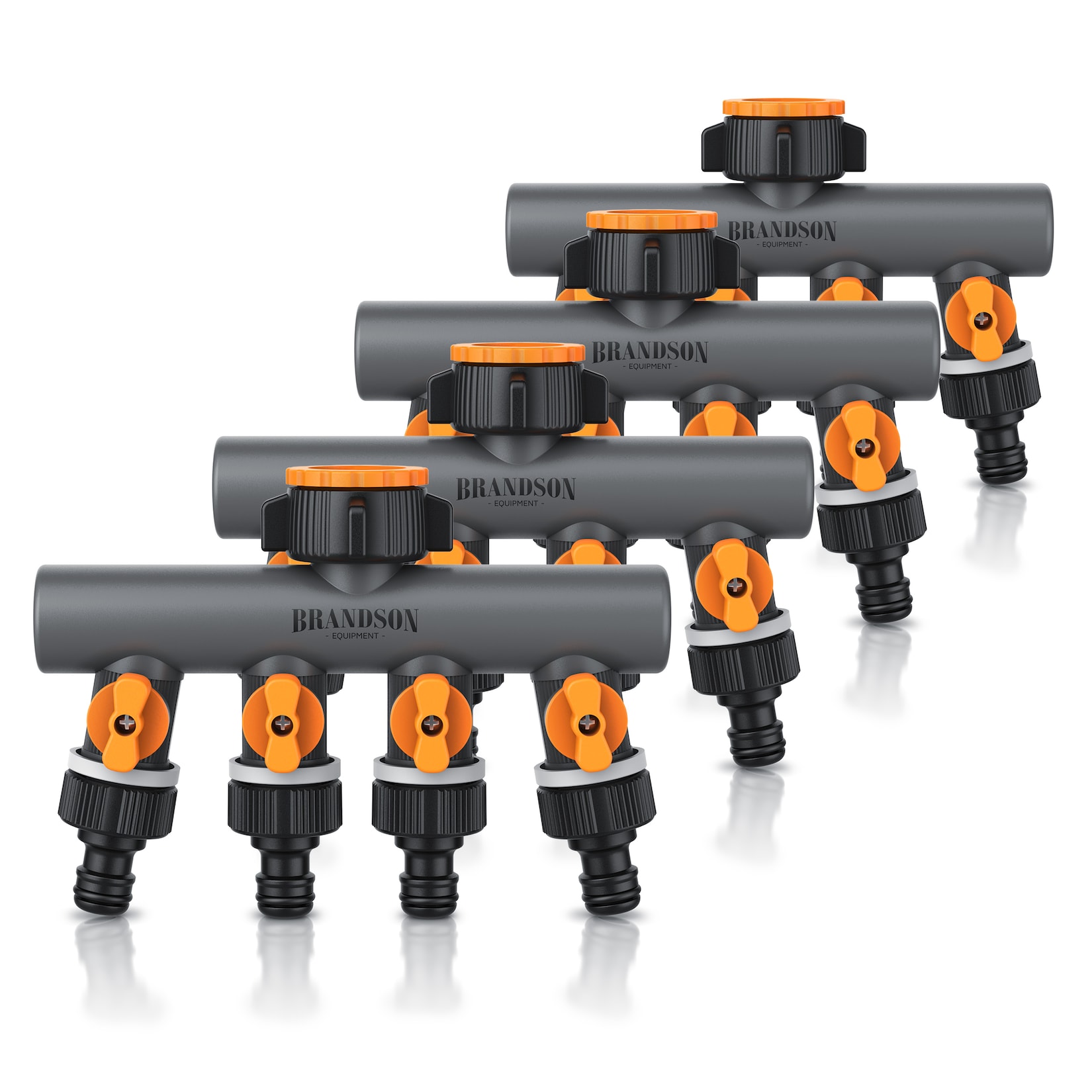 Brandson 4x 4-Wege Schlauchverteiler, 3/4 1/2 Zoll, 2-tlg., Wasserverteiler, regulierbar, für Gartenschlauch & Gartenbewässerung