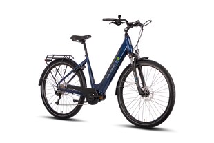 SAXONETTE Deluxe Sport E-Bike Wave 9 Gang Kettenschaltung Federgabel Scheibenbremsen nightblue glänzend 