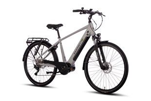 SAXONETTE Premium Sport  E-Trekkingbike 10 Gang Scheibenbremse Federgabel Mittelmotor silber matt 