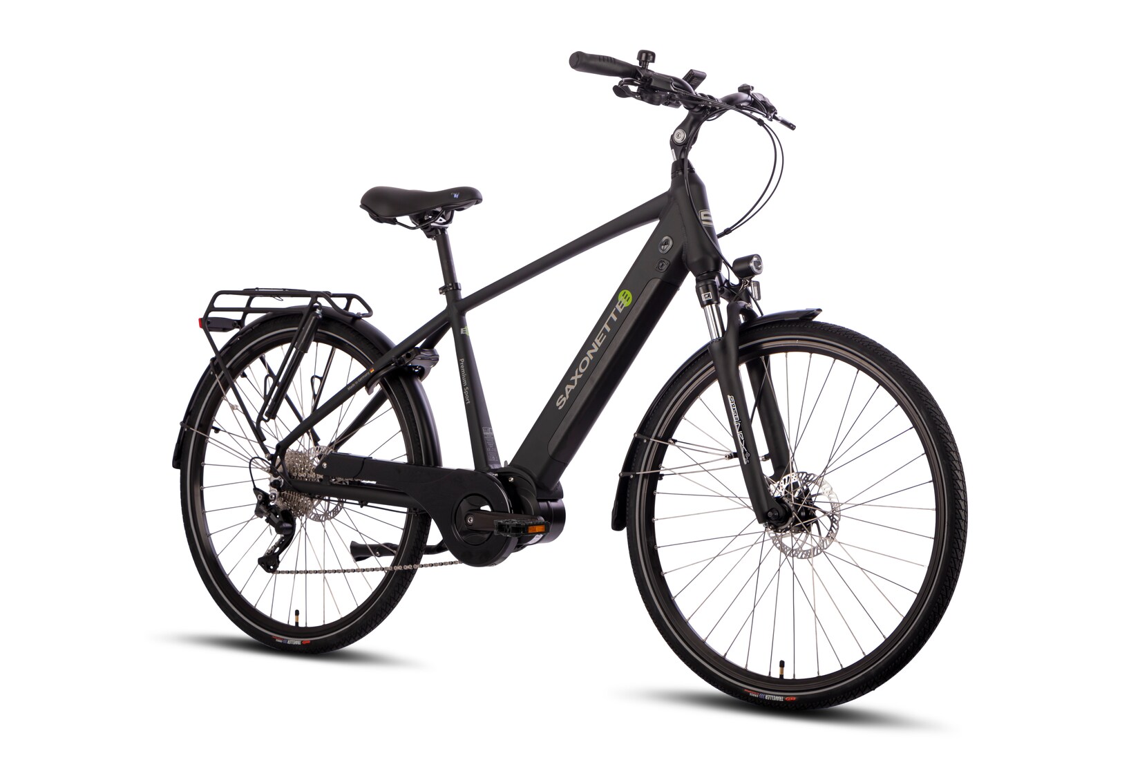 SAXONETTE Premium Sport  E-Trekkingbike 10 Gang Scheibenbremse, Federgabel, Mittelmotor