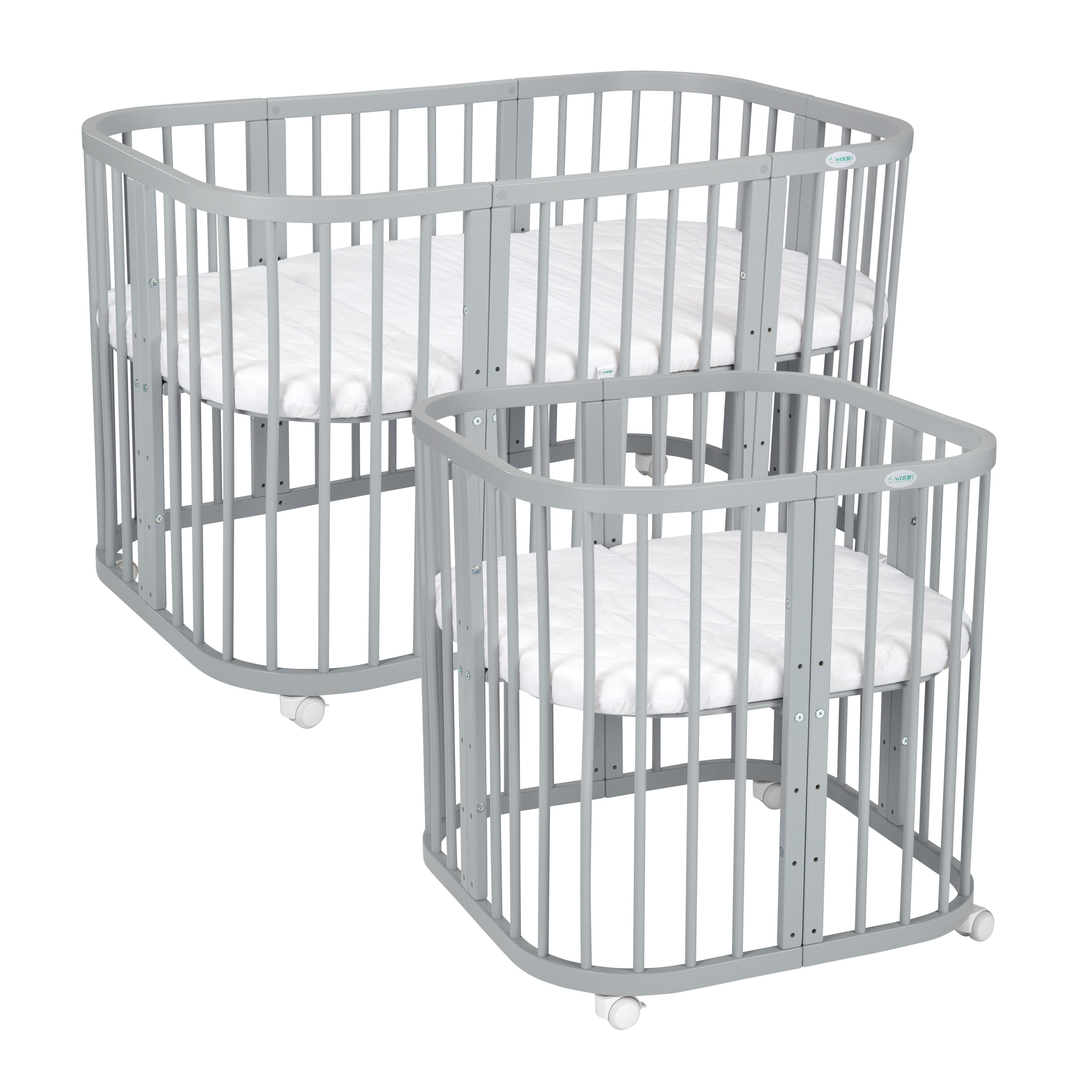 Waldin Babybett Kinderbett 7in1 mit Matratze, mitwachsendes Kinder-Bett 