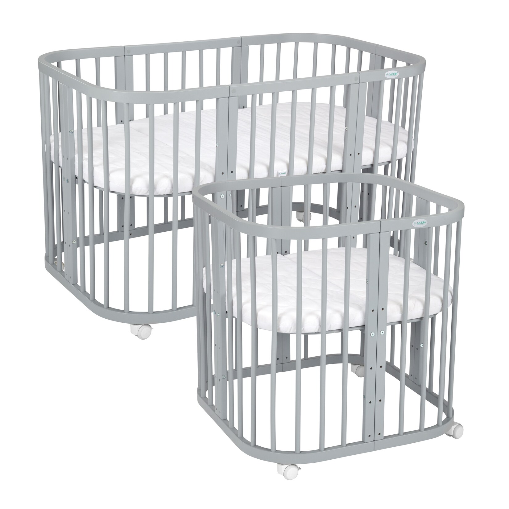 Waldin Babybett Kinderbett 7in1 mit Matratze, mitwachsendes Kinder-Bett