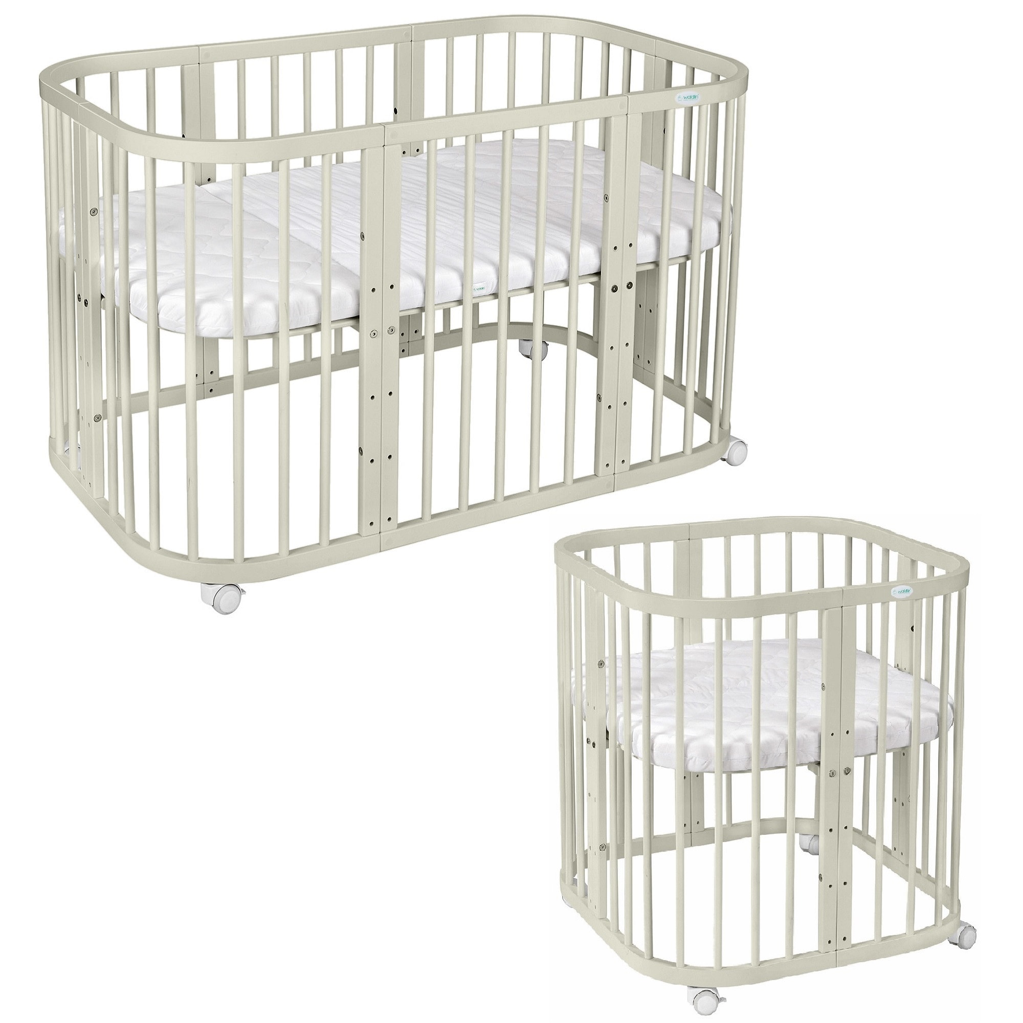 Waldin Babybett Kinderbett 7in1 mit Matratze, mitwachsendes Kinder-Bett 