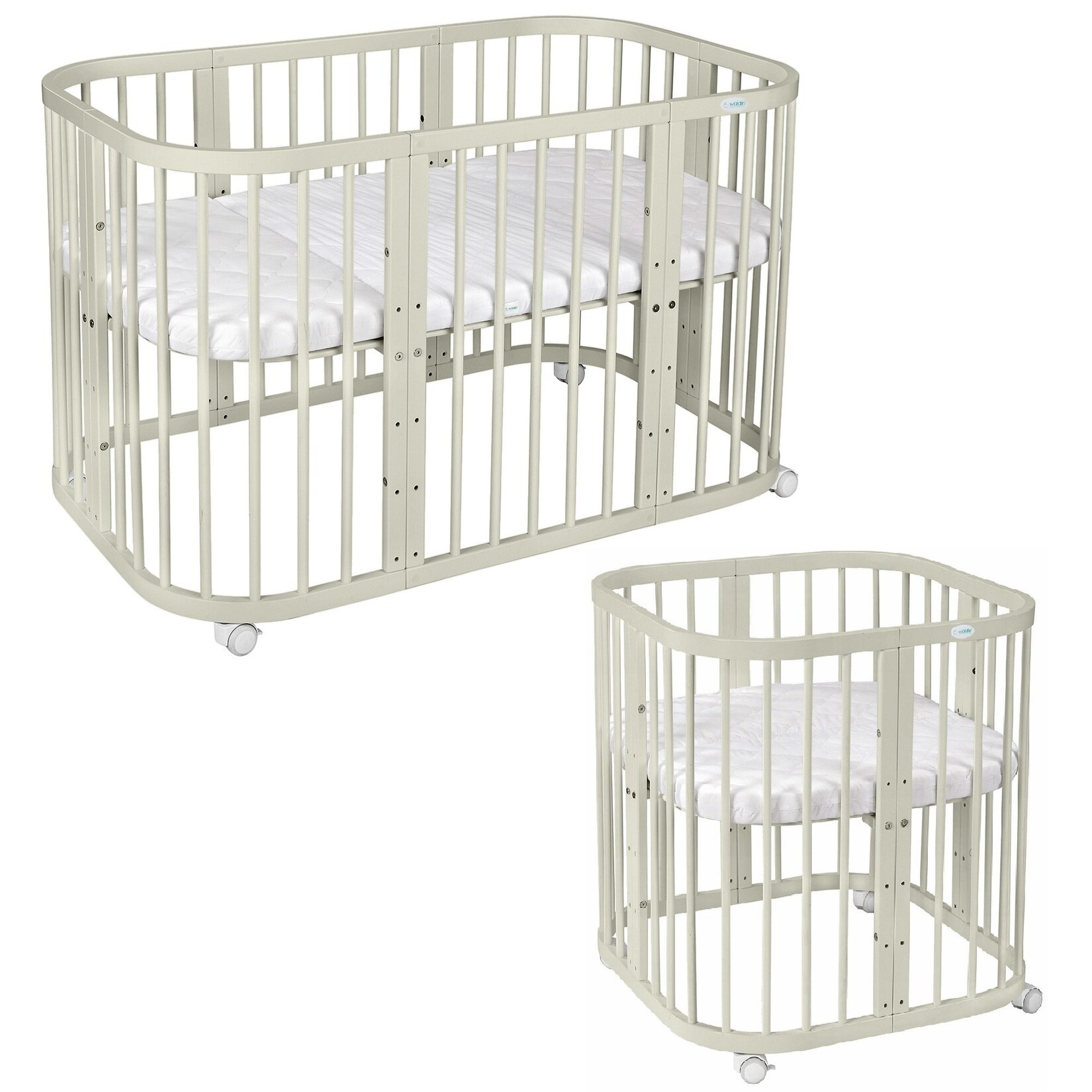 Waldin Babybett Kinderbett 7in1 mit Matratze, mitwachsendes Kinder-Bett