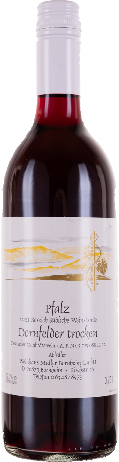 Weinhaus M&uuml;ller Bornheim Pfalz Dornfelder Rotwein trocken 13 % vol. 0.75 Liter Flasche Anzahl 1 Flasche 