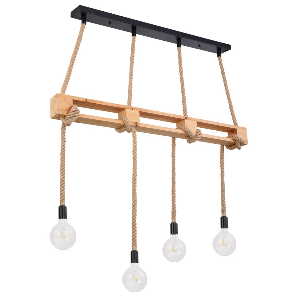 H&auml;ngeleuchte, Balken natur, Hanfseil, L 120 cm, ULLEU 