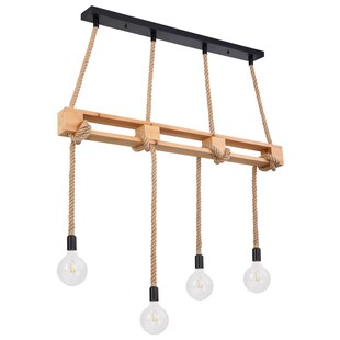 Hängeleuchte, Balken natur, Hanfseil, L 120 cm, ULLEU 