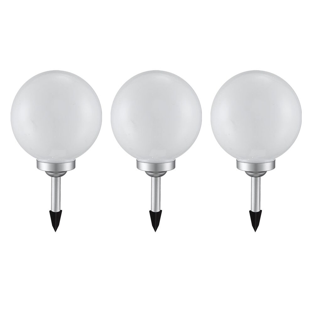 3er Set Solar Steckleuchte, Kugel wei&szlig;, Durchmesser 20 cm 