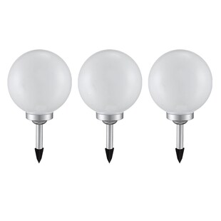 3er Set Solar Steckleuchte, Kugel weiß, Durchmesser 20 cm 