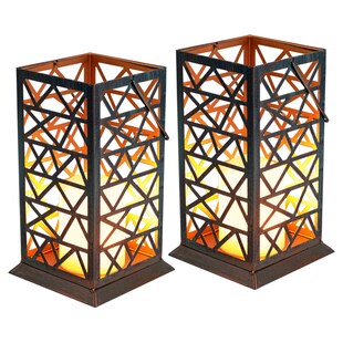 2x LED Feuereffekt Solarleuchte, rost-grün, Höhe 27 cm 