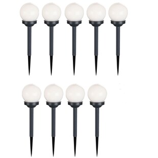 9er Set LED Solar Stecklampen , Kugel Design, H 34 cm 