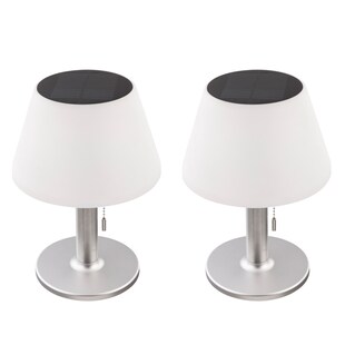 2er Set LED Solar Tischleuchte, Kunststoff, weiß, Höhe 28 cm 
