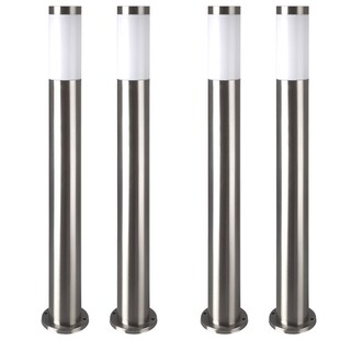 4er Set LED Sockelleuchte, Edelstahl, weiß opal, H 80 cm 