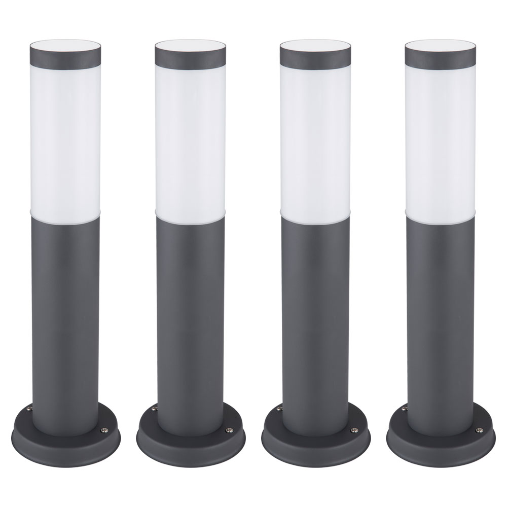 4er Set Sockelleuchte, Edelstahl anthrazit, H&ouml;he 45 cm 