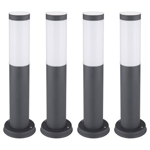 4er Set RGB LED Sockelleuchte, Edelstahl anthrazit, H 45 cm 