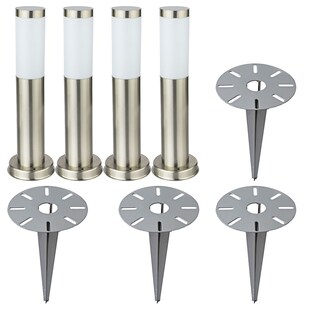 4er Set Stehleuchten, Edelstahl, Erdspieß H 45 cm 