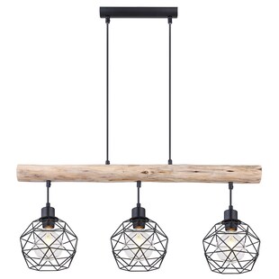 Hängeleuchte, Balken natur, Gitter schwarz, L 76 cm, THEODOR 