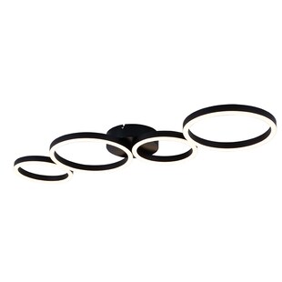 LED Deckenleuchte, Ring-Design, schwarz matt, L 88,5 cm 