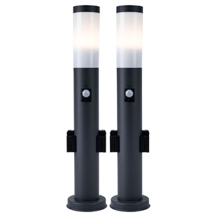 2er Set Stehleuchte, 2x Steckdosen, Bewegungsmelder, H 60 cm 