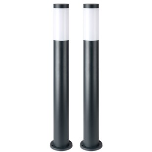 2x Stehleuchte, Edelstahl anthrazit, H 80 cm 