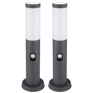 2er Set Sockelleuchte, Edelstahl, anthrazit, Bewegungsmelder 