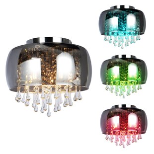 RGB LED Deckenlampe, Chrom, Glas, rauchfarben, 35 cm 