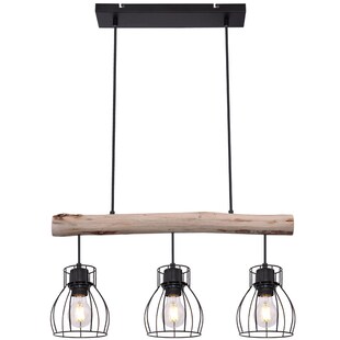 Hängeleuchte, Balken natur, Gitter schwarz, L 60 cm 