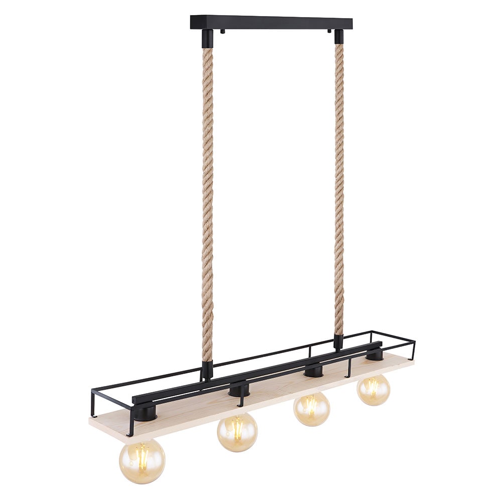 H&auml;ngelampe, Holzplatte, braun, schwarz, L 95cm 