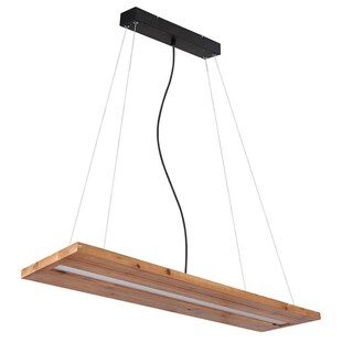 LED Hängeleuchte, Holzbalken, natur, schwarz-matt, L80 cm 