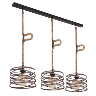 Hängeleuchte, Hanfseil, Spiralen, rost, schwarz, L 115 cm 