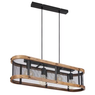 Hängelampe Holzleuchte, Rustikal, Holz schwarz braun, 4xE27 