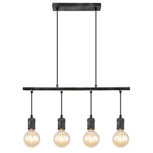 Hängeleuchte, Industrial, 4-flammig, Metall, grau, H 120 cm 