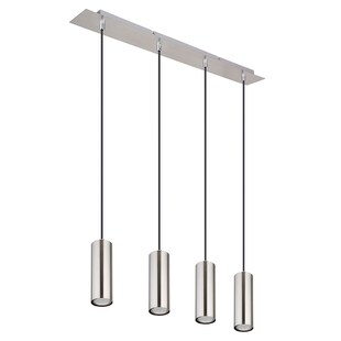 Hängeleuchte, rechteckig, 4 Hänger, nickel matt, H 150 cm 