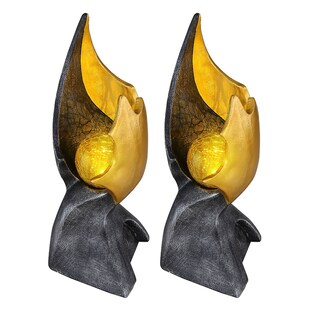 2x LED Solarleuchte, Flammen-Optik, Feuer-Effekt, Glas, H 36 cm 