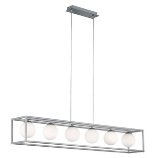 LED Hängeleuchte, nickel-matt, Glas weiß, H 150 cm 