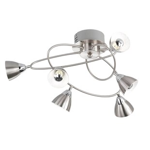 LED Deckenleuchte, Metall, silber, geschwungen, H 28 cm 