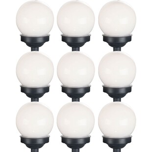 9er Set LED Solarkugel weiß, Erdspieß, DxH 10x38 cm 