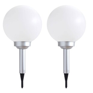 2er Set LED Solarleuchte, Kugel weiß, H 42,5 cm 