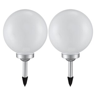 2er Set LED Solarleuchte, Kugel weiß, H 65 cm 
