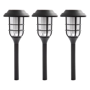 3er Set LED Solarleuchten, Erdspieß, schwarz, H 43 cm 