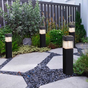 LED Solarlampen, IP44, grau, H 38,5cm, 4er Set 