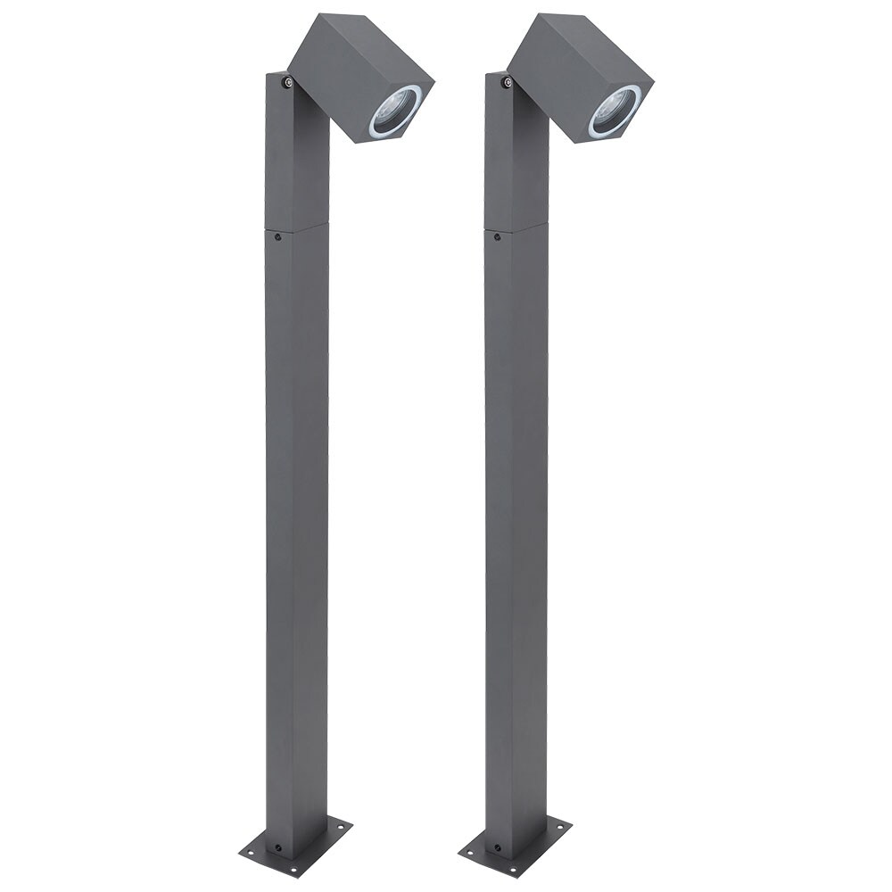 2x Stehleuchte, Alu schwarz Glas, Spot beweglich, H 80 cm 