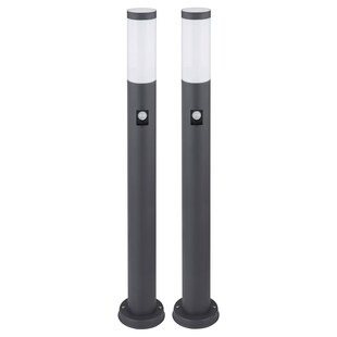 2x Stehleuchte, Edelstahl anthrazit, Bewegungsmelder, H 80 cm 