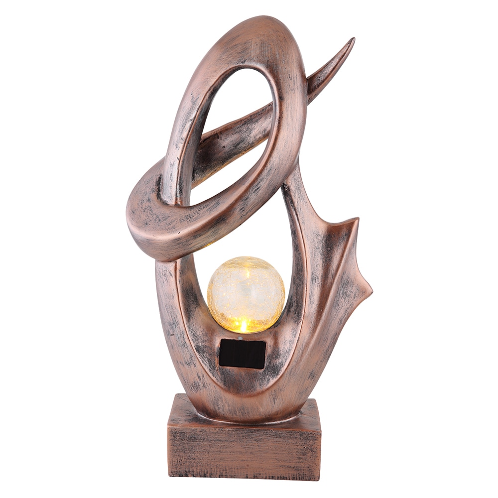 LED Solarleuchte, Feuereffekt bronze, Glas Crackle Design H 45 cm 