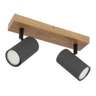 Deckenstrahler, Metall, Holzoptik, 2 flammig, L 26 cm 